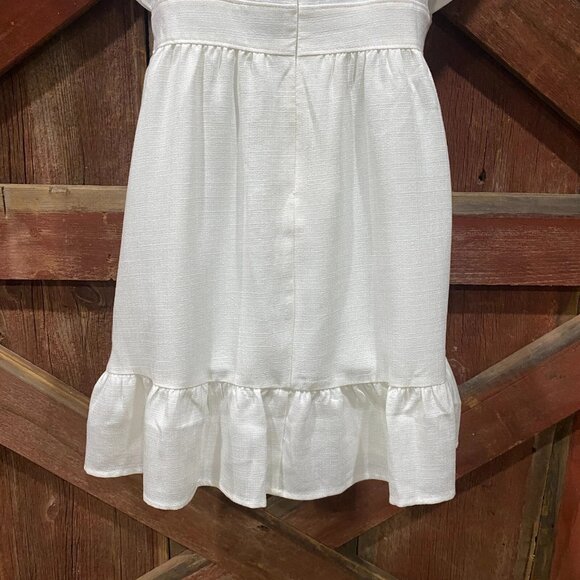Express X Ladygang Ruffle Mini Dress Sz 6 White Flutter Country Western Peasant - Picture 8 of 16